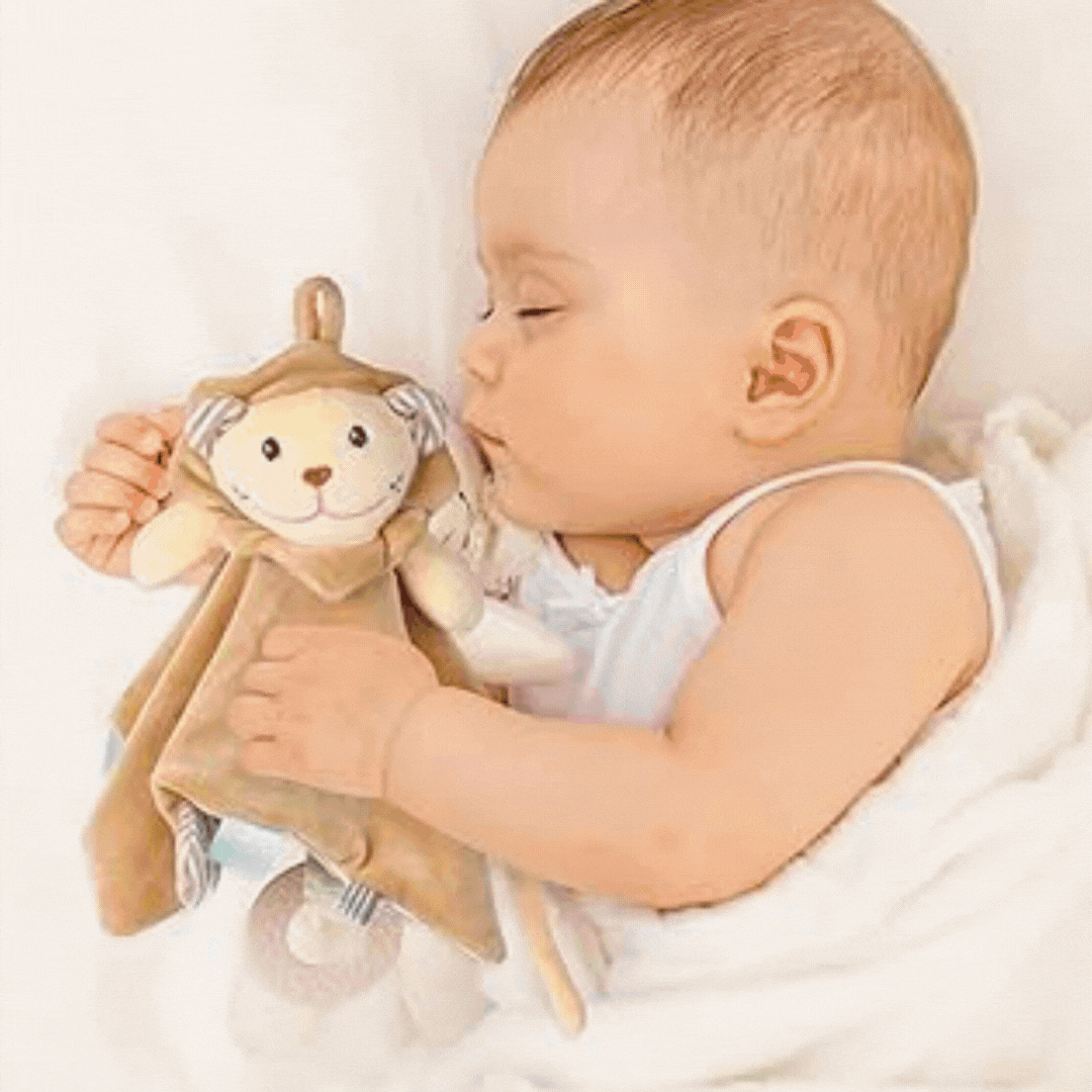 Vidéo bébé endormi avec doudou lion doudou girafe