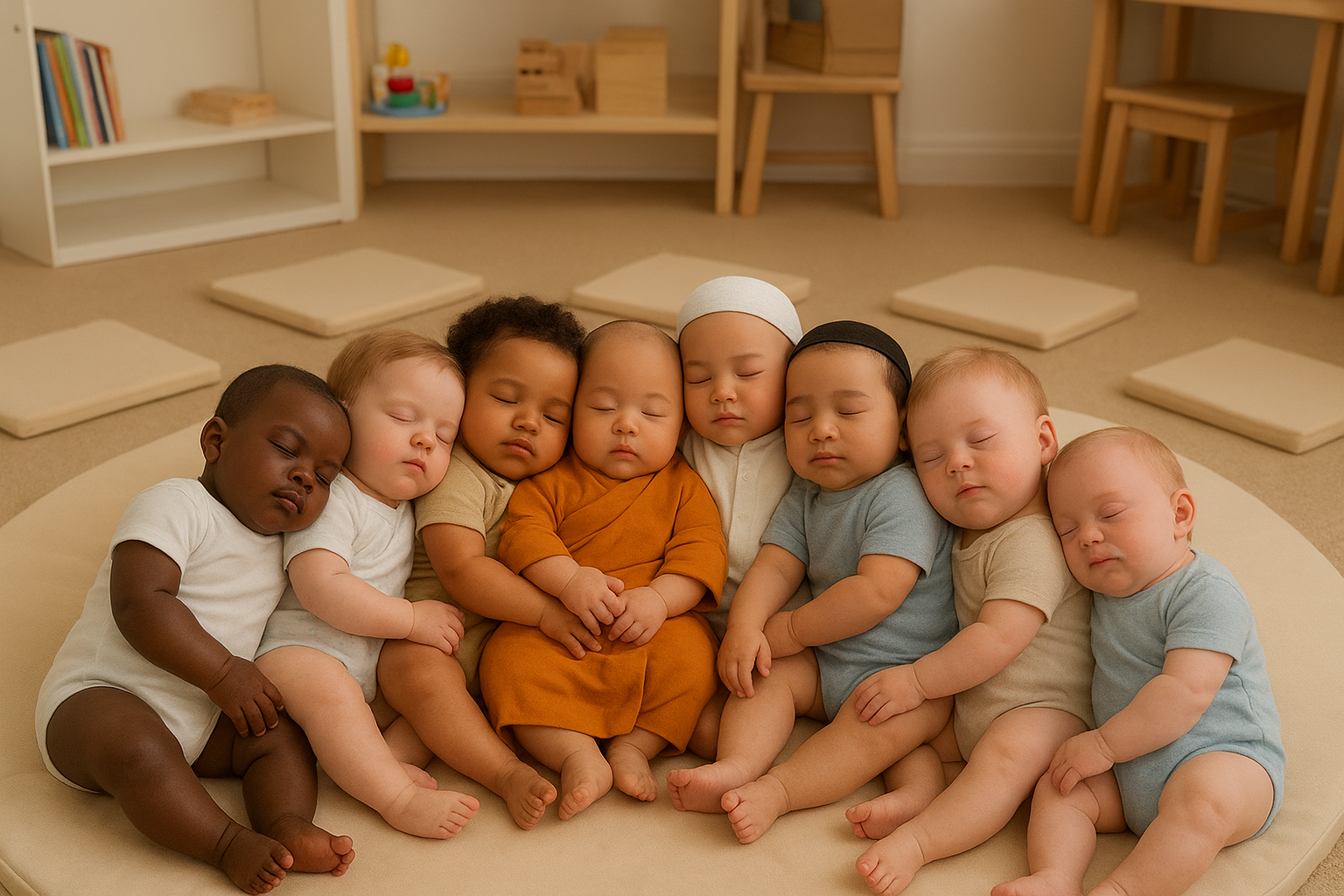 bébés endormis collés dans crèche