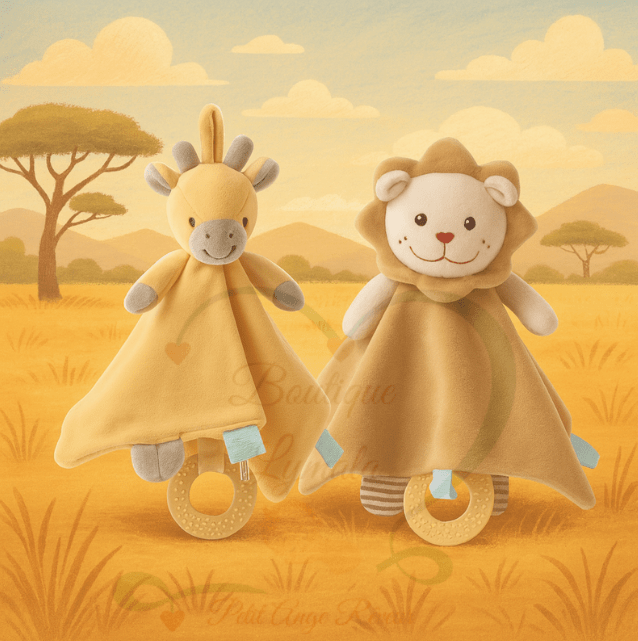 doudou girafe avec doudou lion